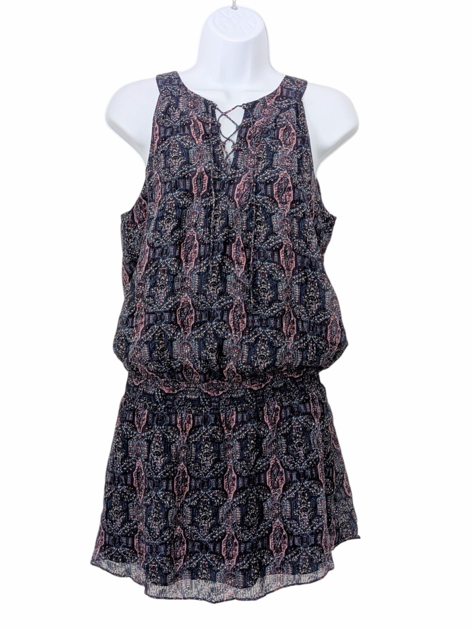 Joie High Seas Silk Mini Dress In Navy Blue And Pink
